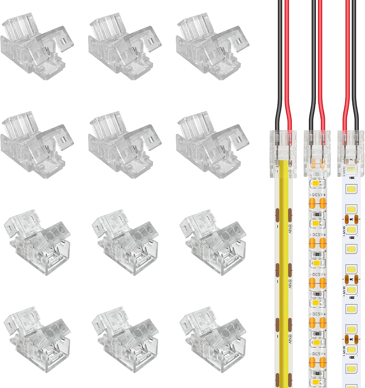 2-Pol 8mm LED Verbinder l tfrei f r SMD COB Streifen 12 Stk [Energieklasse A]