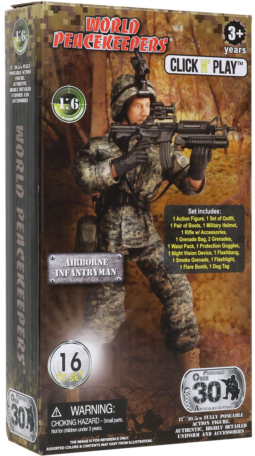 Click N' Play Military 12-Inch Action Figures Set, Clothes