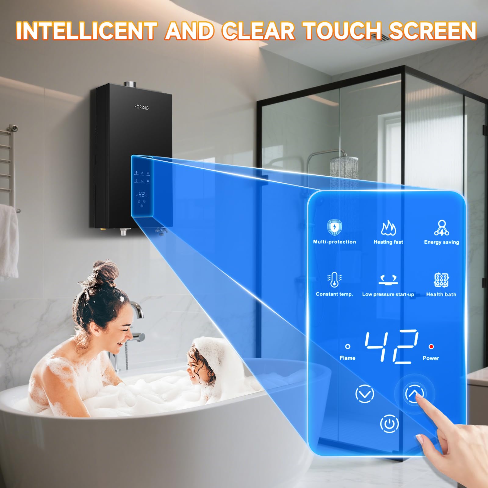Calentador de agua sin tanque, propano, 4.21 GPM 18 L en interiores, calentador de agua instantáneo de gas propano caliente, con visualización digital Fahrenheit, multiprotección (gris) (LPG)