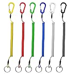 Lix&Rix Color Fishing Lanyards Fishing Tool Pole Safety Coiled Lanyards Retractable Wire Inside with Carabiner, 6pcs
