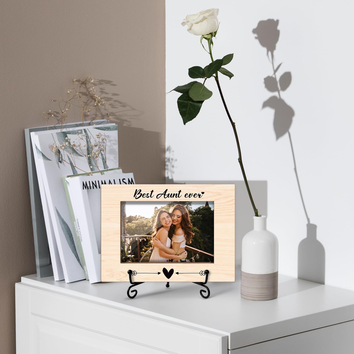 Aunt Picture Frame, Aunt Gifts from Niece Birthday Gifts for Auntie Women, Wooden Photo Frame with Stand, 4"x6" Picture Frame for Tabletop Display, Home Office Bedroom Decor Shelf Display/XK19 - Image 5