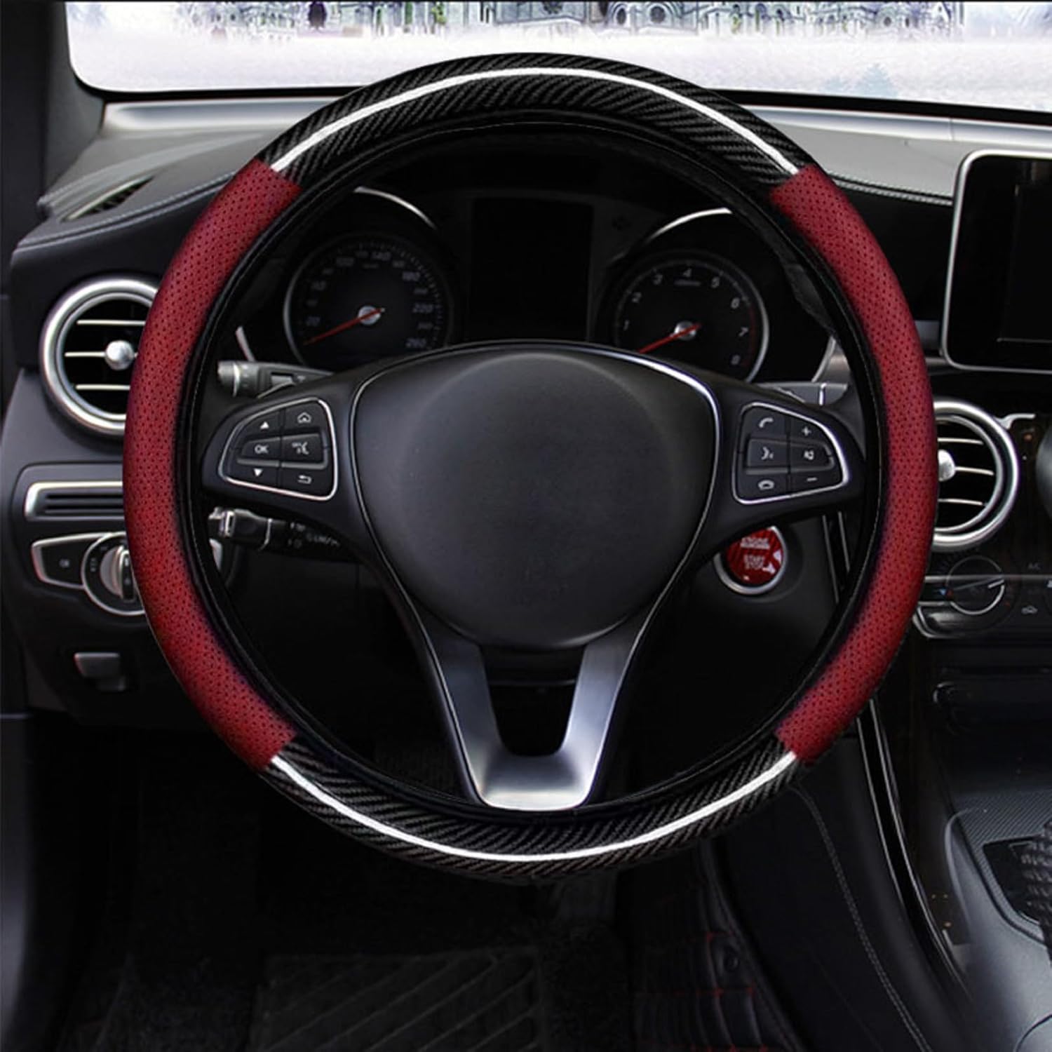 Car Steering Wheel Cover Leather,Universal 15 Inch,Black