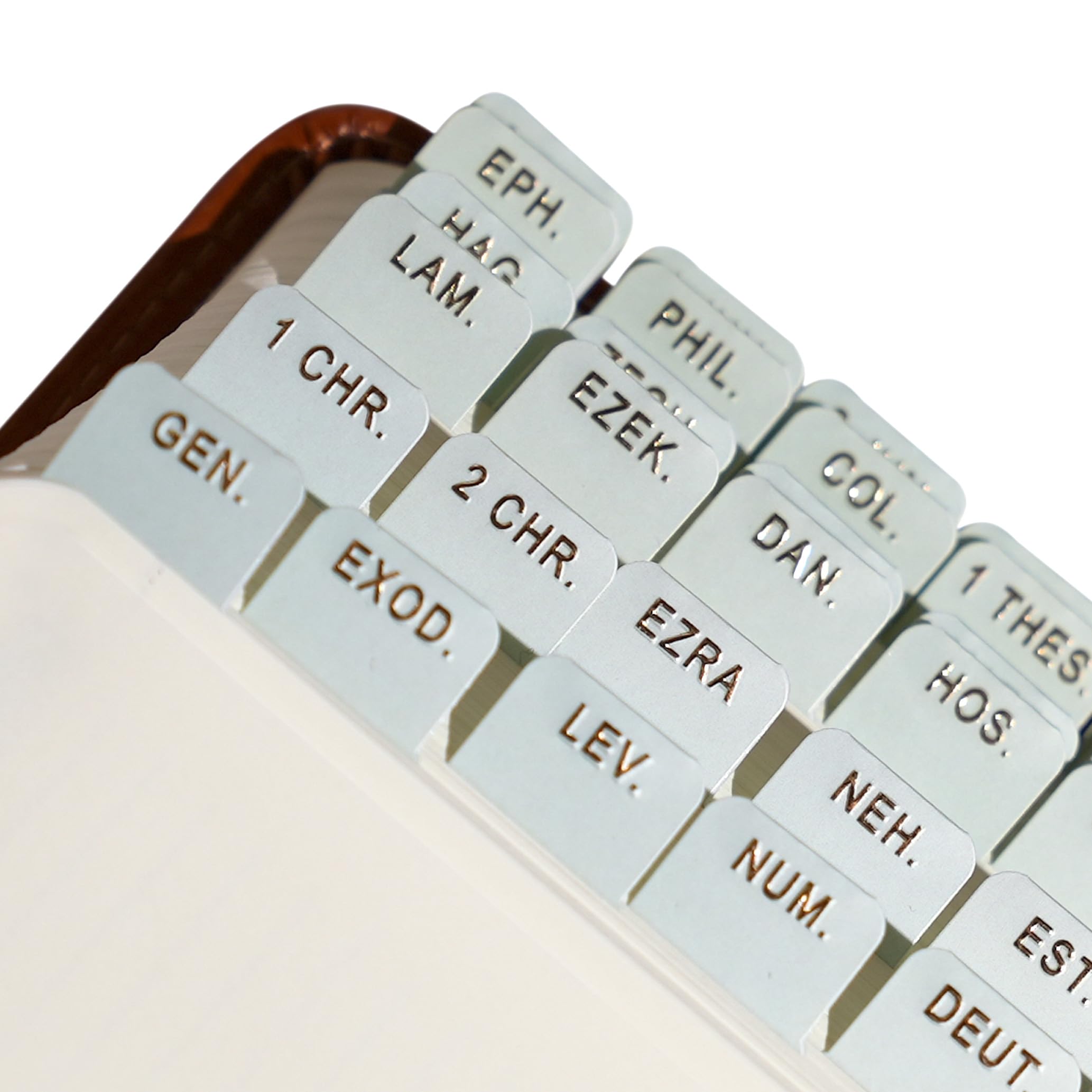 Idyllic Grace - Mini Bible Tabs, Embossed Gold Foil, Journaling, Small Bibles, Study Tool, 90 Tabs, Old and New Testament, Christian, Catholic,