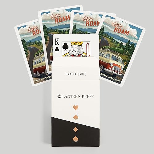 Miniatura 6 de Lantern Press Muir Woods National Monument, California, Camper Van, Off to Roam, 52 Playing Cards for Adults, Poker Size Card Deck