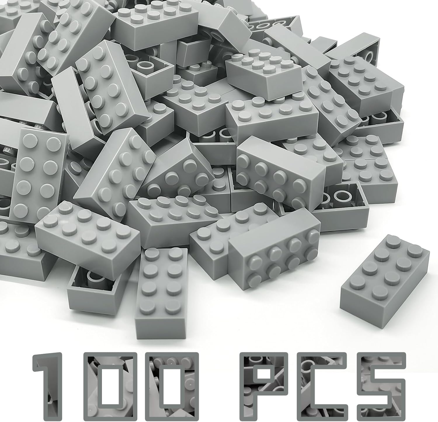 Classic Building Brick 2x4 100 Pieces, Compatible with LEGO 3001 Bulk Block Set, Creative Building Toy DIY, Suitable for Boys Girls and Teenagers Aged 6+ (Yellow)