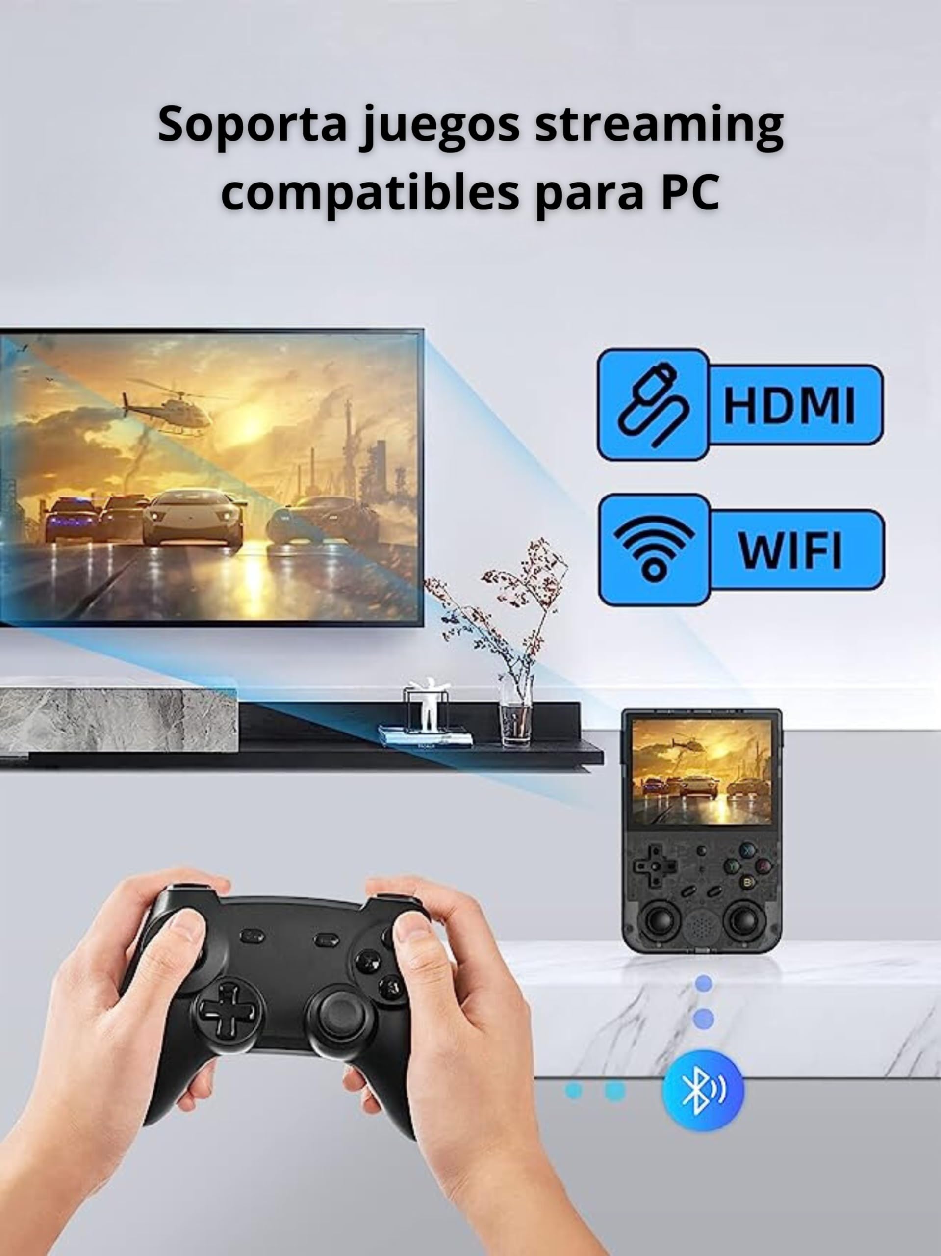RG353V przenośna konsola do gier, podwójny system operacyjny Android 11 i system Linux kompatybilny z 5G, WiFi 4.2, Bluetooth, transmisja światła księżyca, wyjście HDMI, karta SD 64G - SVP Game