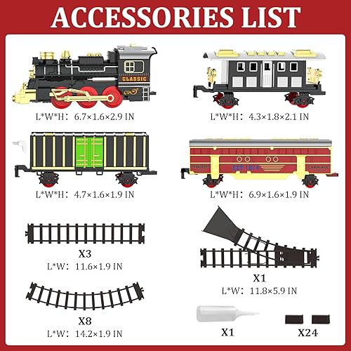Miniatura 6 de Juego de trenes de tren para niños con humo, luces y sonido (encendidoapagado), juego de tren debajo del árbol de Navidad, trenes modelo para niños