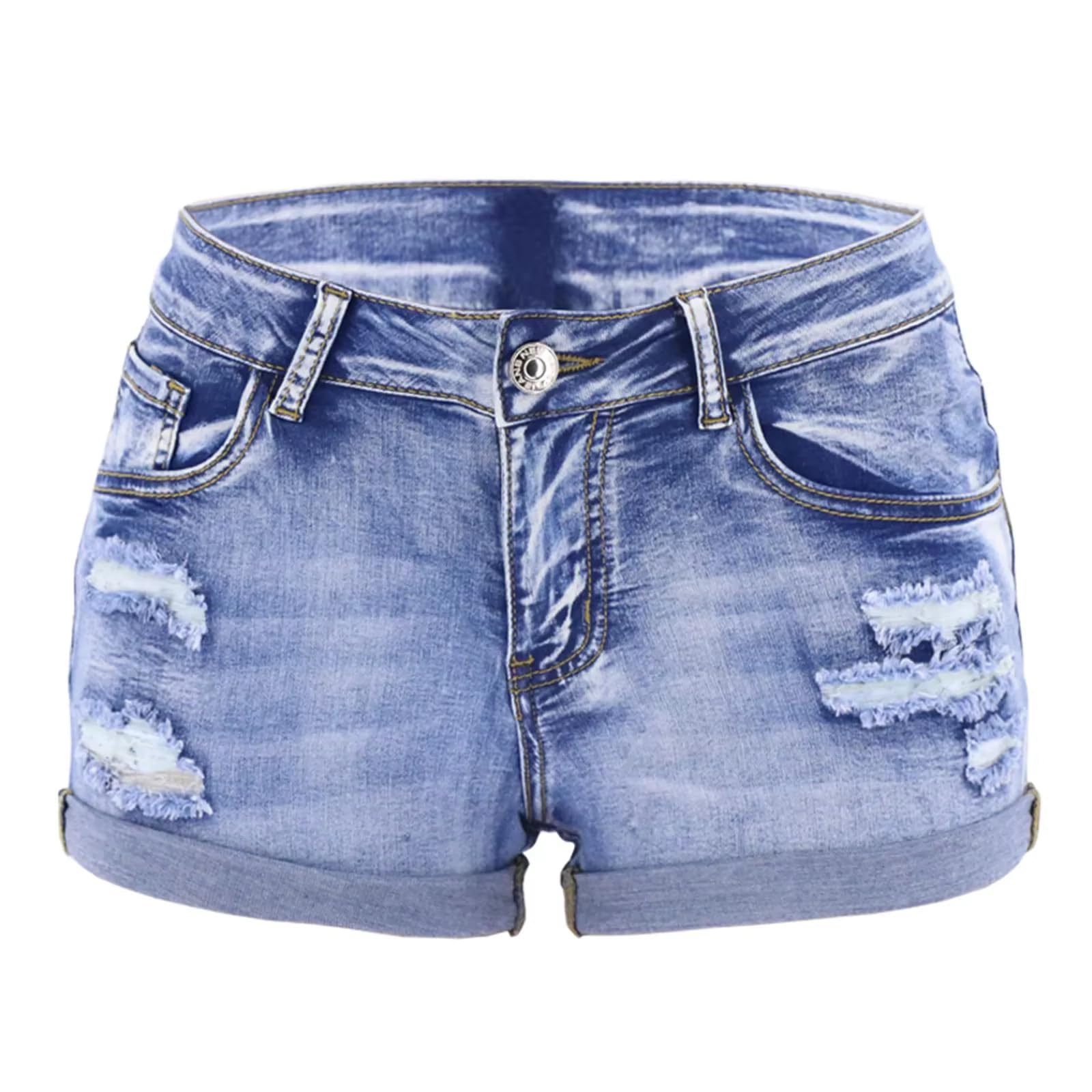 Short Jogging Femme Les Femmes De Split Denim Shorts Plage Sauvage Mode Sexy Mid Taille Curled Cuff Élastique Slim Fit Casual Shorts