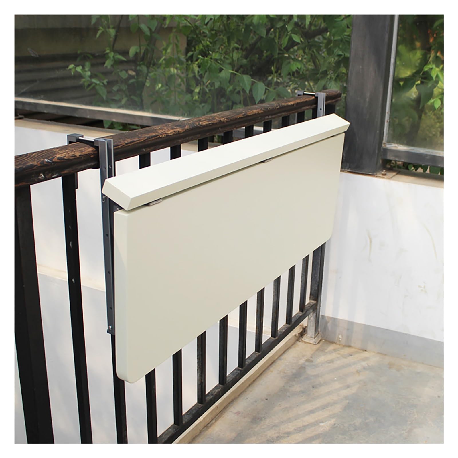 Tavolo da bar pieghevole per balcone, tavolo da bistrot salvaspazio con ringhiera, per patio, terrazza e giardino, perfetto per pranzi e verande