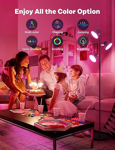 Miniatura 2 de RGBCW - Lámpara de pie de 36 W que cambia de color brillante, moderna lámpara de pie LED RGB regulable continua con control remoto y táctil, lámpara