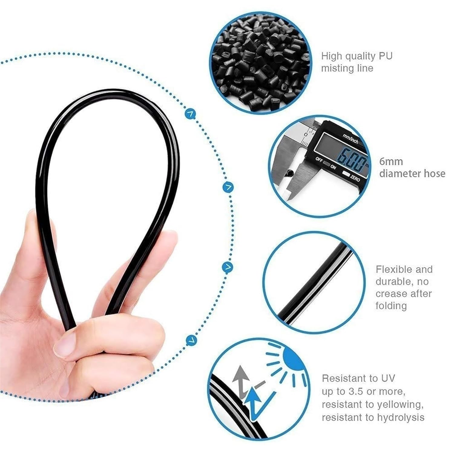 Misting Cooling System, DIY Plant Watering Devices, Water Mist Hose, Garden Irrigation System Kit for Outside Patio Garden Greenhouse Umbrella ﻿(16M(52.5ft))