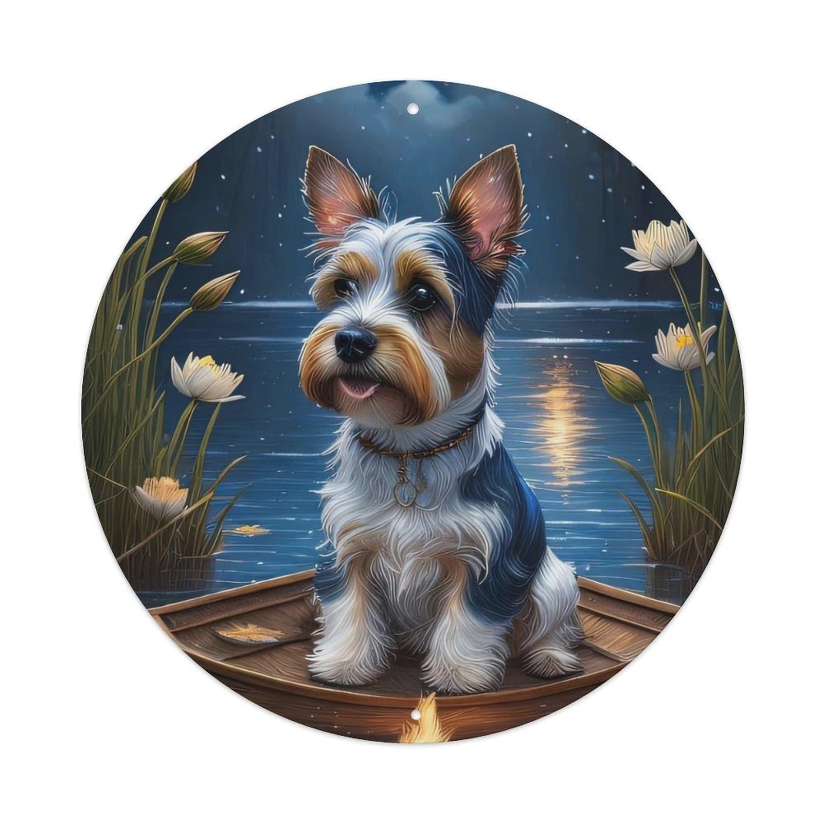 Animal Artwork Bichon Frise by The River Metal Tin Sign
