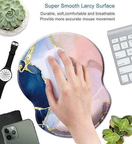 Miniatura 10 de Alfombrilla para mouse con soporte de muñeca, alfombrilla antideslizante para mouse para oficina, computadora, laptop y Mac, duradera, cómoda y 05