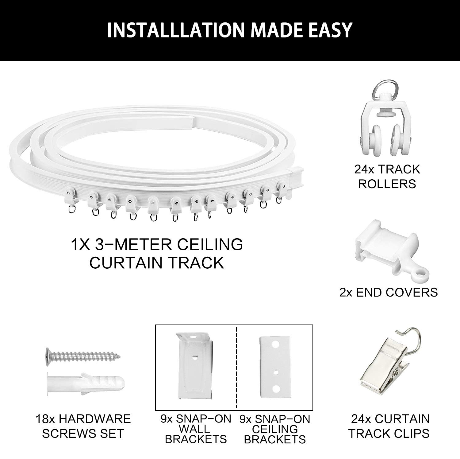 Ceiling Curtain Track, Flexible Bendable Drop Sliding Ceiling Curtain