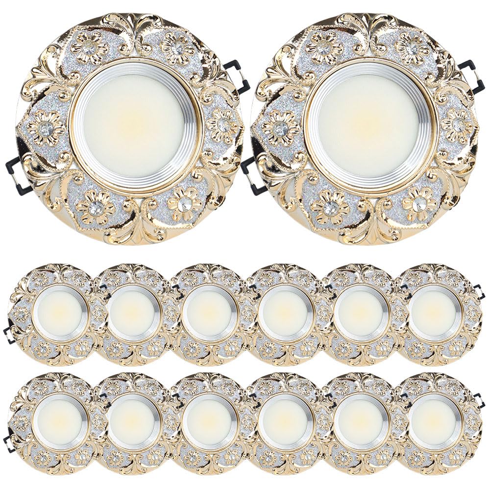 14 Packs Champagne 3Cct Led Recessed Downlight, 4.3 Inch Dimmable Led Ceiling Light Fixtures, 3000K/4000K/6000K Led Can Lights For Indoor Lighting, Baffle Trim, Easy To Install,Size_Name-5W