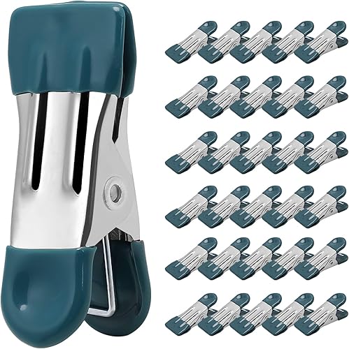 Vista 9 de Pinzas de Ropa Resistentes Paquete de 30, Clips de Metal de 2.17 Pulgadas, Pinzas para Ropa para Secado de Fotos Tendedero Lavandería Calcetines