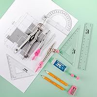 Vista 8 de Mr. Pen - Juego de geometría, 13 piezas, brújula para geometría, juego transportador, juego de geometría con caja de almacenamiento inastillable