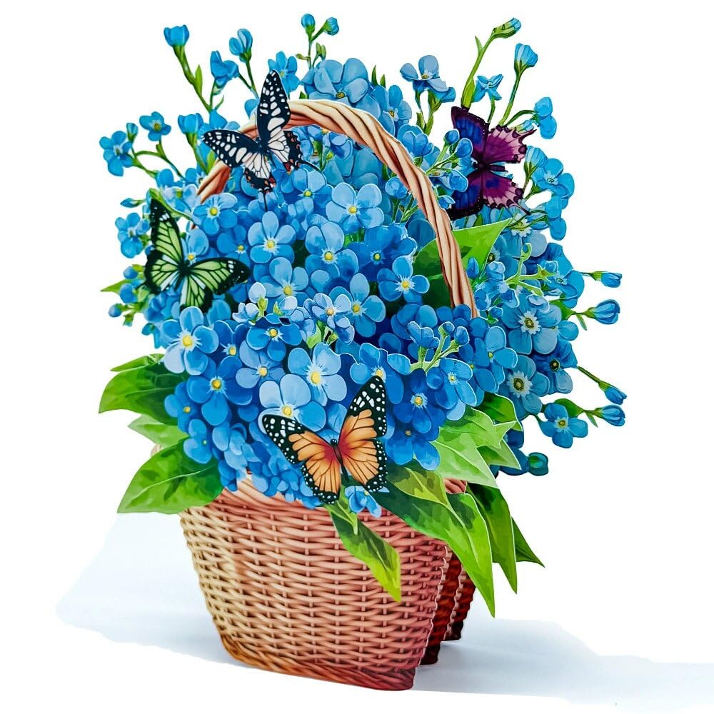 HKFENG Pop Up Card 3d Sunflower Bouquet Card for Birthdays (Myosotis Butterfly)