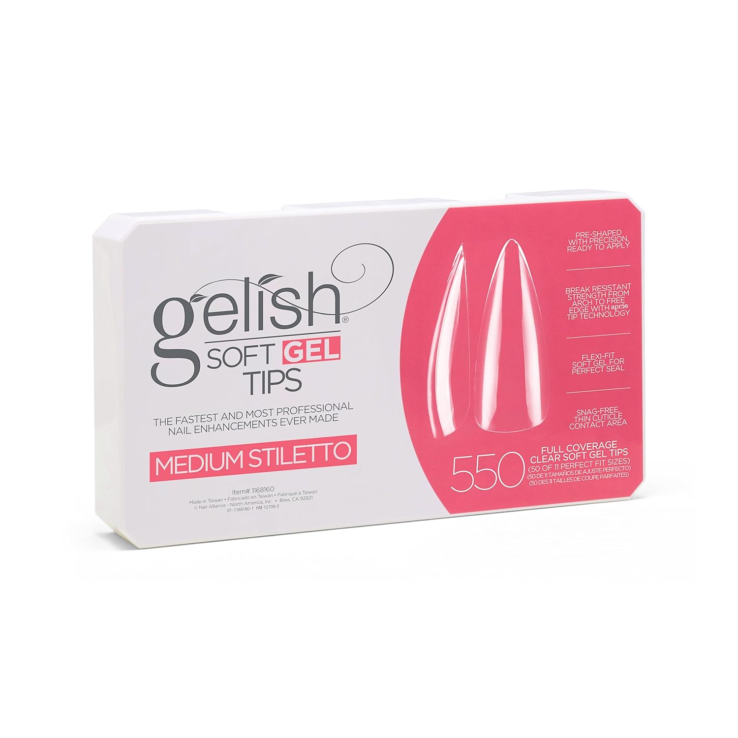 Gelish Soft Gel, Press On Gel Nails, Gel Tips Nail Kit, Full Nail Tips, Nail Kit with featured Touch Mini LED Light, Perfect Fit, Full Coverage Tips.