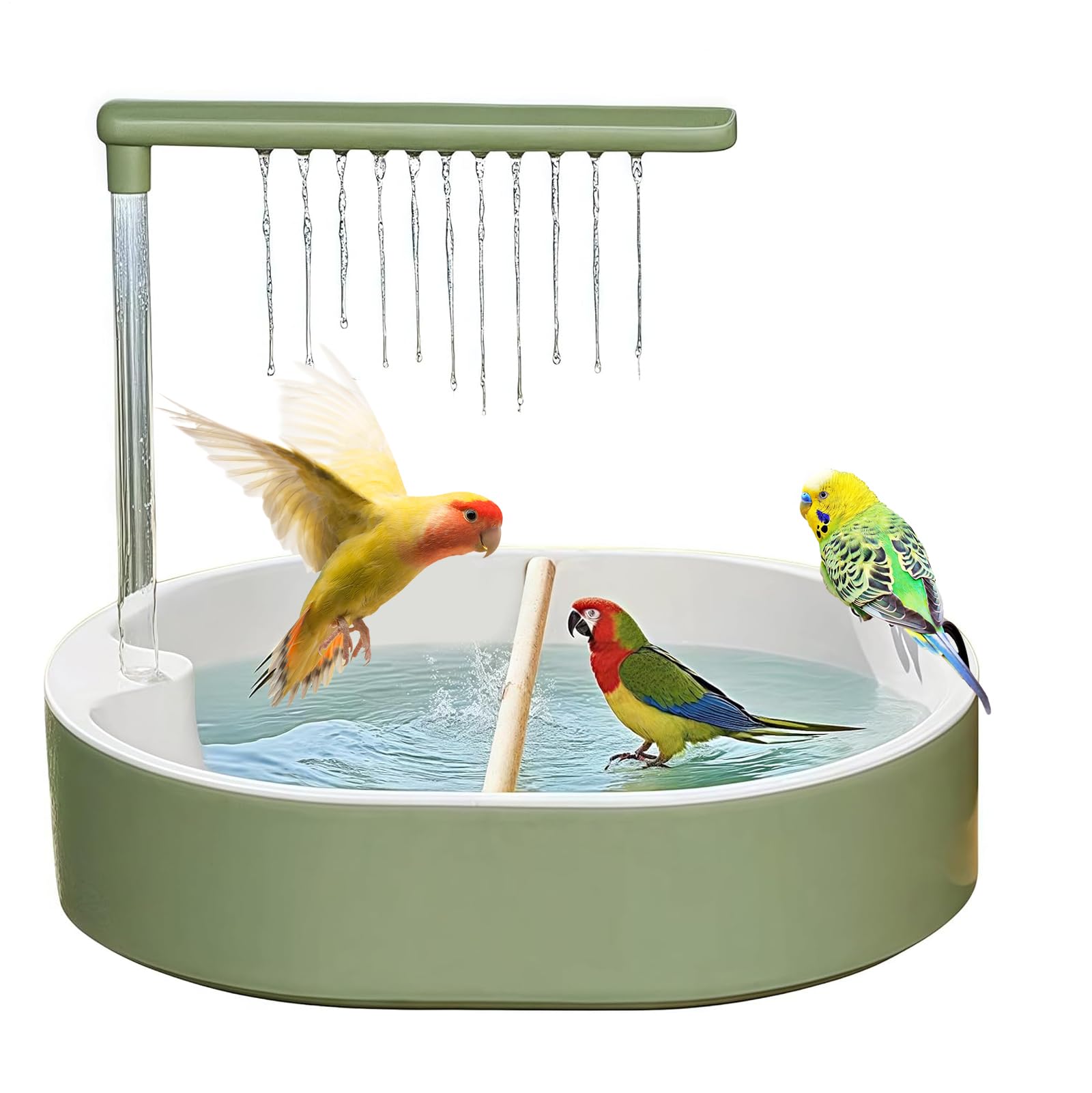 Automatic Bird Bath - Bird Automatic Bath Shower with Circulating Faucet | Pond Fountain for Water System Cage Accessory Lovebird Cockatoo Indoor Cockatiel Conure Bathing Enjoyment
