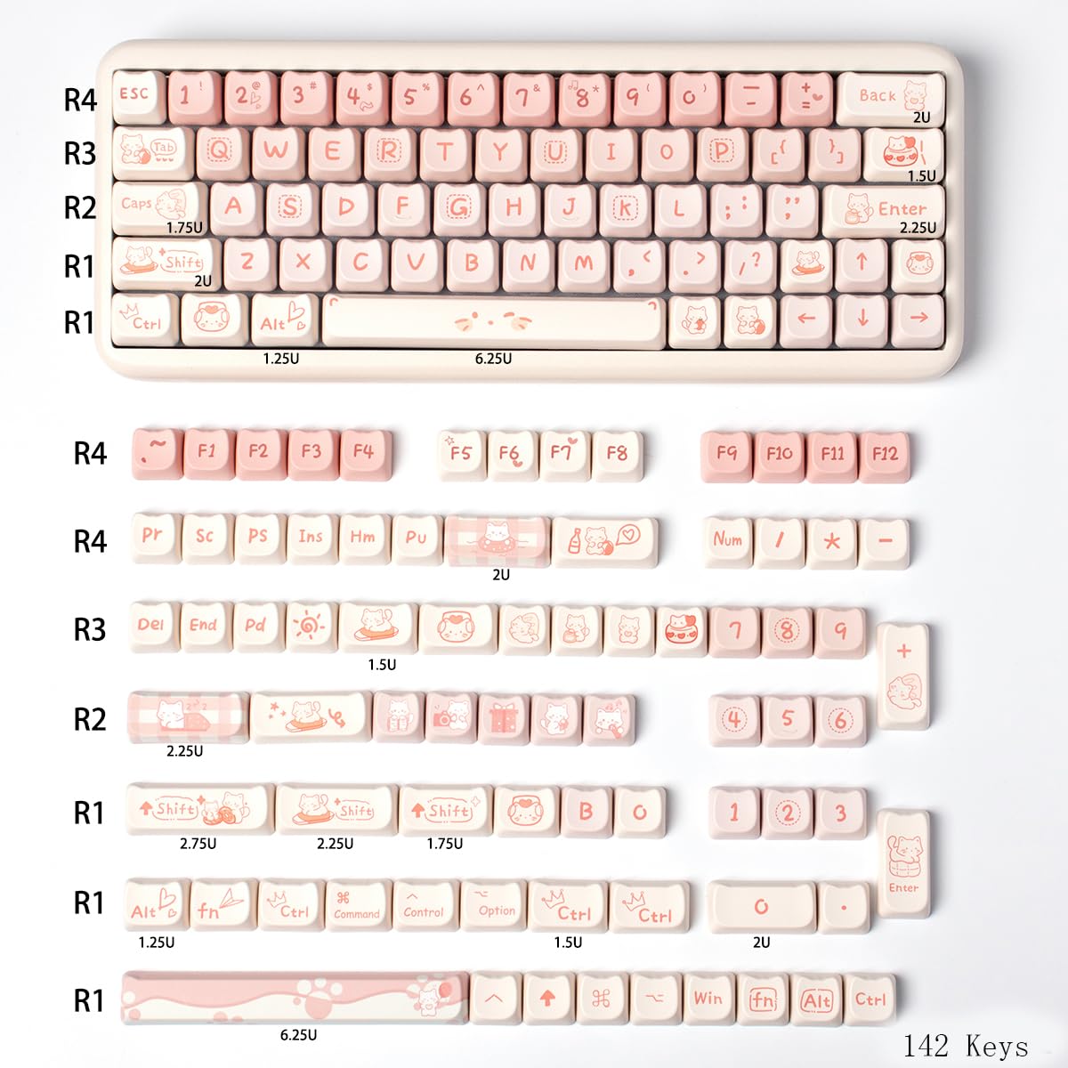 Amazon | SUEHIODY猫型キーキャップセットMao輪郭かわいいキー