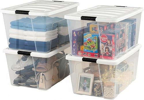 Miniatura 9 de IRIS USA Contenedores de almacenamiento de plástico apilables de 19 cuartos de galón con tapas, paquete de 6 unidades, sin BPA, fabricados en