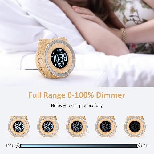 Miniatura 3 de uscce Reloj despertador doble extra fuerte con agitador de cama, 0-100% más atenuador, reloj despertador vibratorio para personas que duermen mucho
