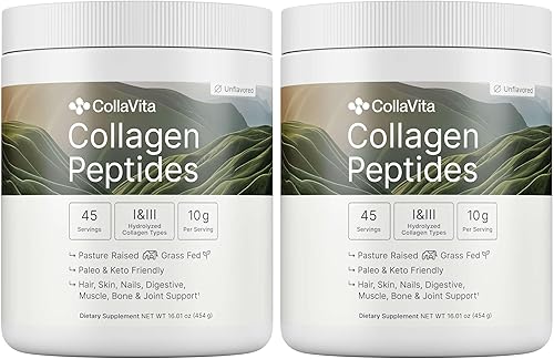 Miniatura 10 de Péptidos de colágeno en polvo alimentado con pasto criado en pastizales, colágeno hidrolizado en polvo, tipo I y III para cabello, uñas, piel