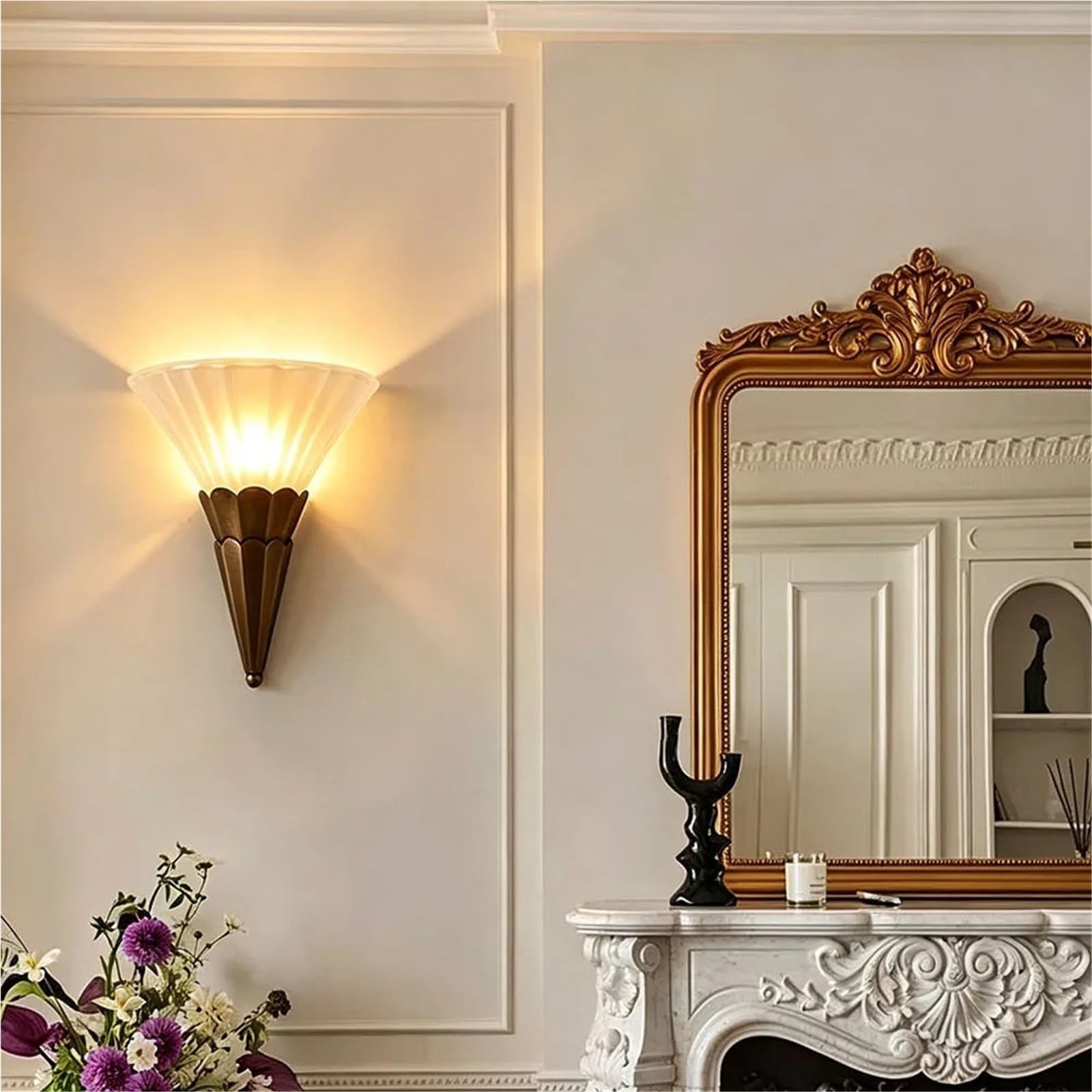 Vintage Art Deco Wall Sconce Vertical Frosted Glass Wall Lamp