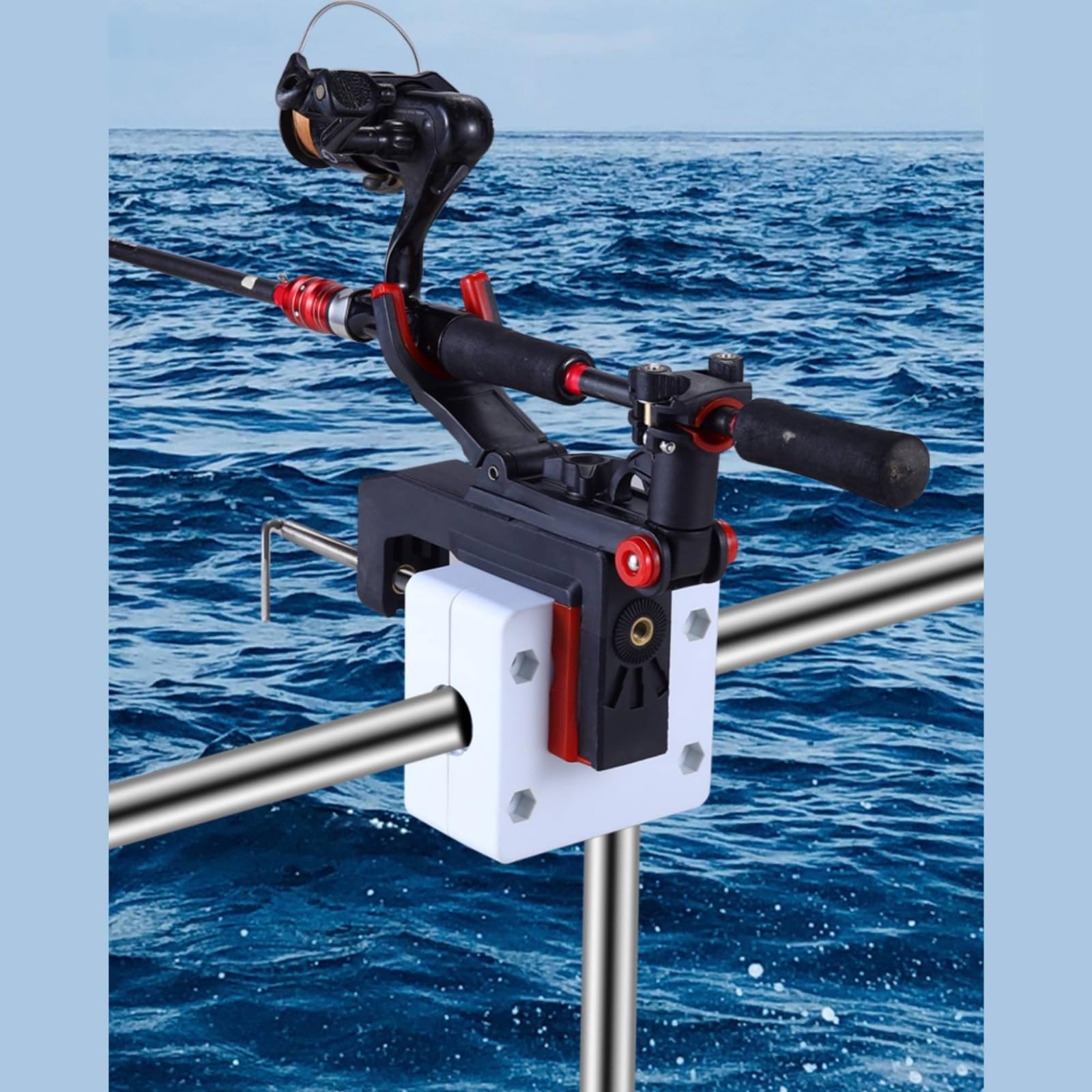 Amagogo Morsetto Base per Portacanna da Pesca in Nylon con Superiori Svasate E Alloggiamento Quadrato Compatto per Installazione su Rotaie E Barche
