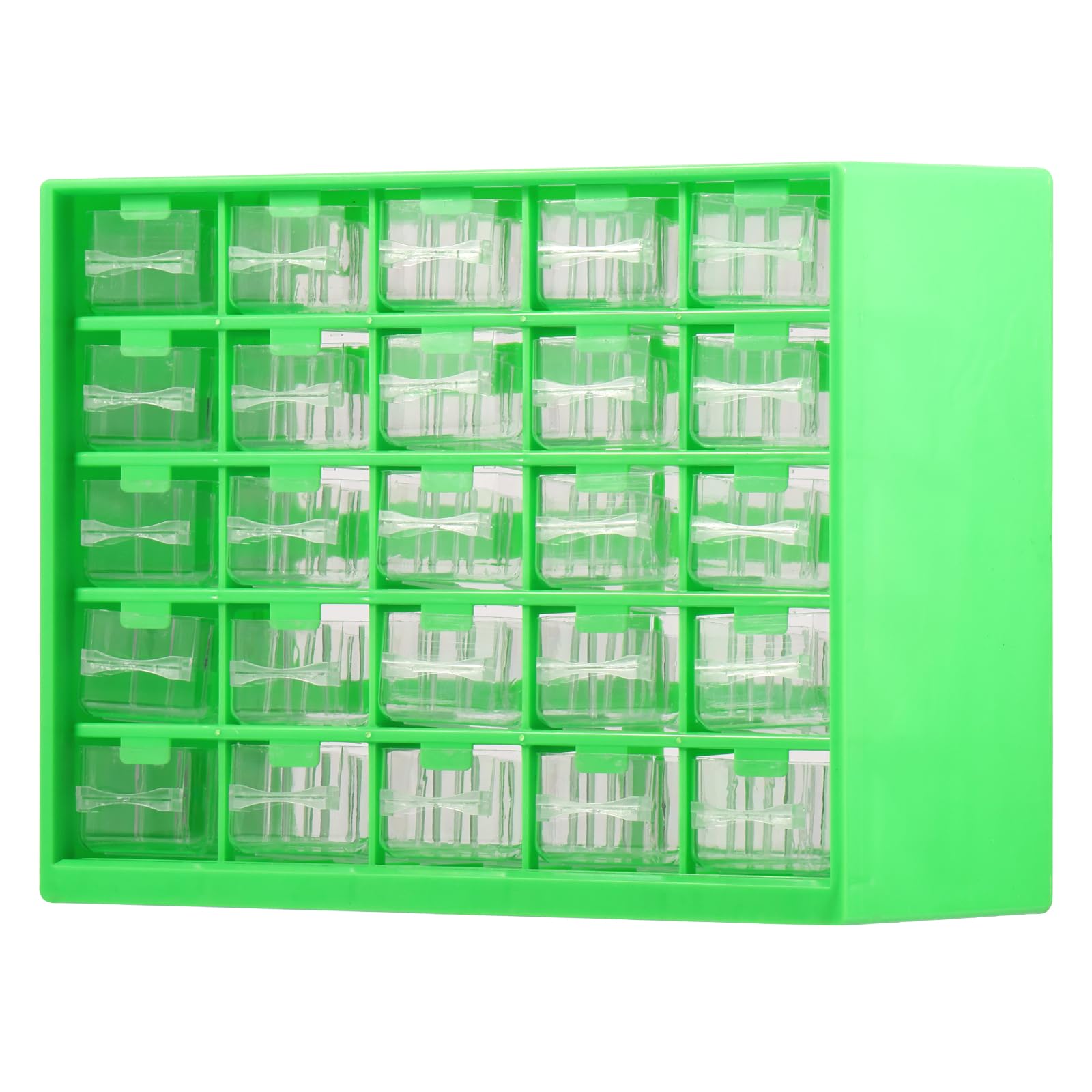 25 Drawers Stackable Storage Cabinet with 50 Removable Dividers, 29.3x12.3x22.5cm Desk Organizer with Drawers, Clear Desk Drawer Storage Box Tabletop Organization Box for Hardware Craft (Light Green)