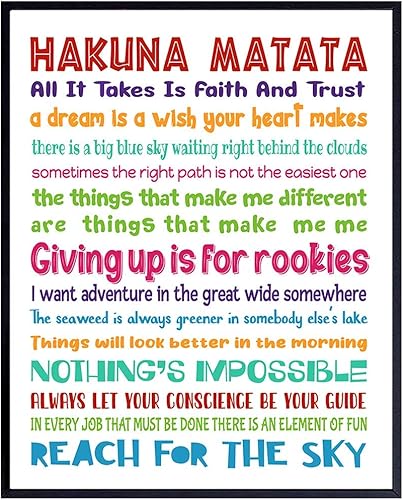 Quotes Wall Decor - Hakuna Matata - Inspirational Gifts for Women, Men, Kids, World Fans - Motivational Wall Art - Decorations - 8x10 print Unframed