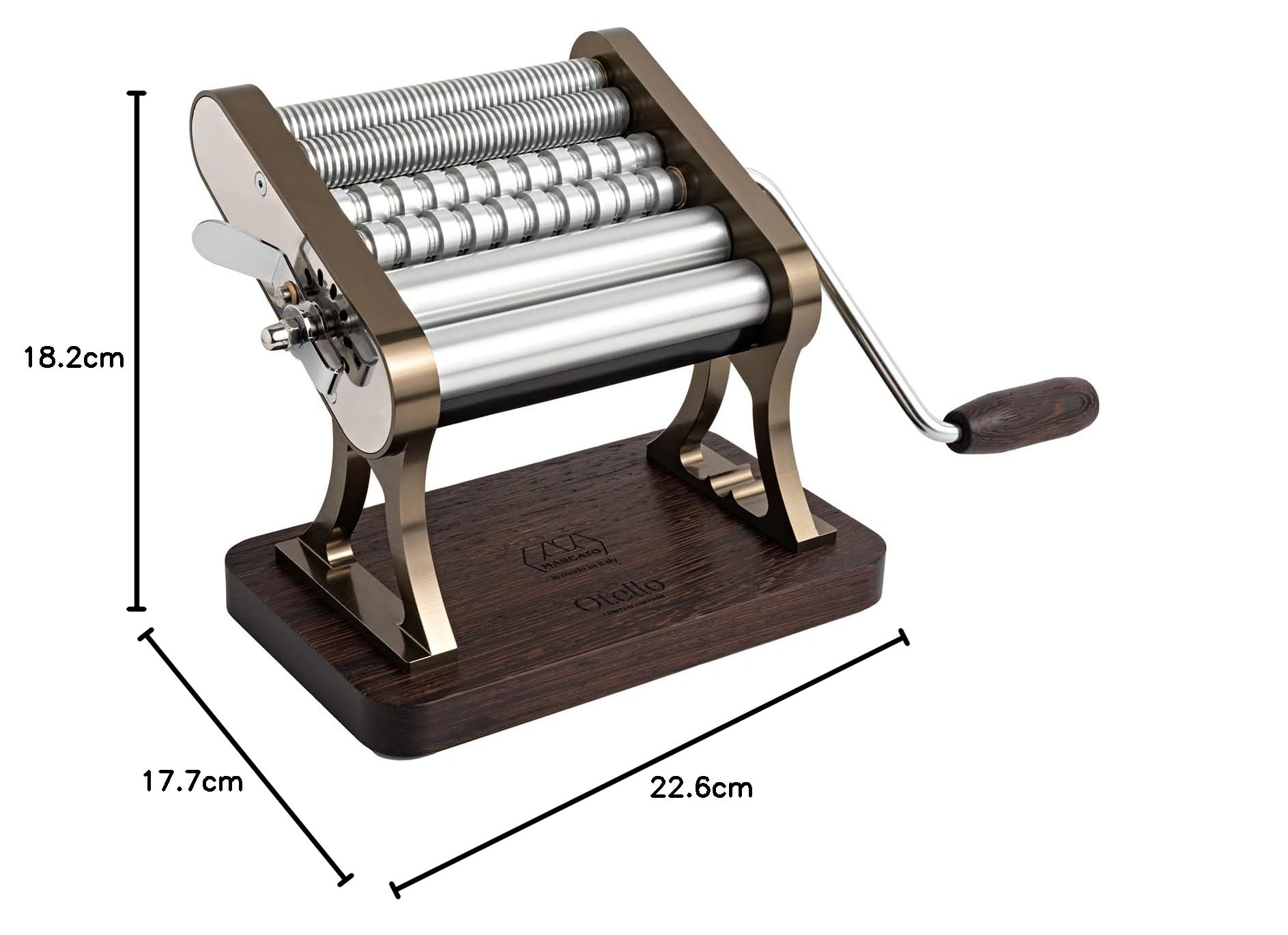 Marcato OT21-150-CHS Nudelmaschine, Aluminium und Holz, Champagner