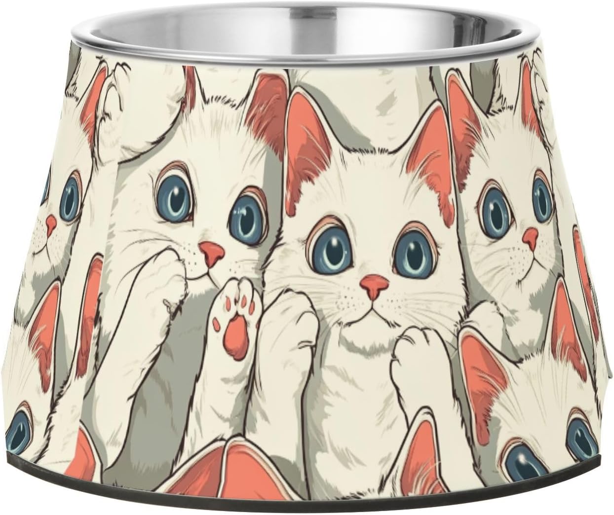 White Cute Cat Kitten Feed Dog Bowl Enhanced Stainless Steel Cat Feeding Bowls for Slow Feed Cats Slow Down Eating