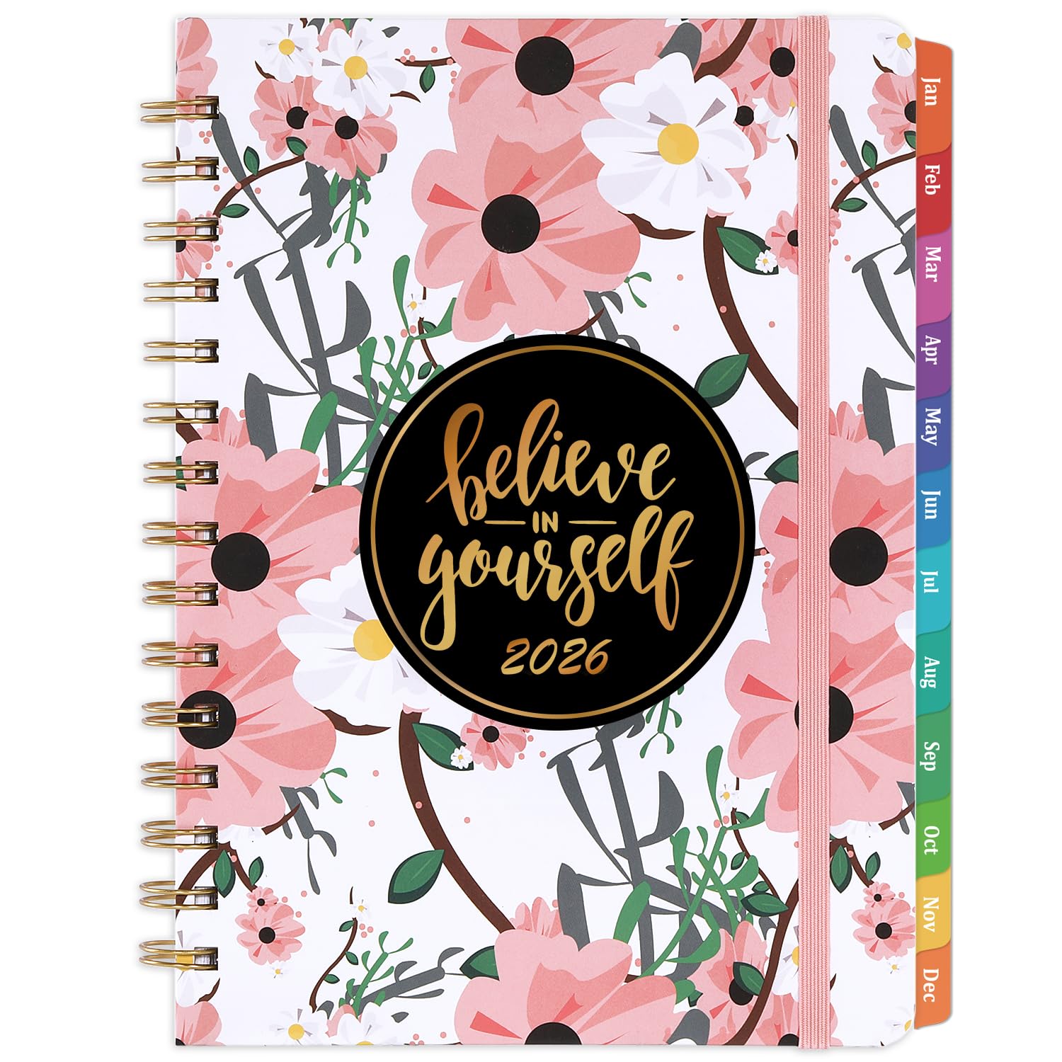 2026 Planner - Weekly & Monthly Planner 2026 with Tabs, 6.4" x 8.5", Jan 2026 - Dec 2026, Hardcover, Strong Binding, Thick Paper, Back Pocket, Elastic Closure, Inspirational Quotes