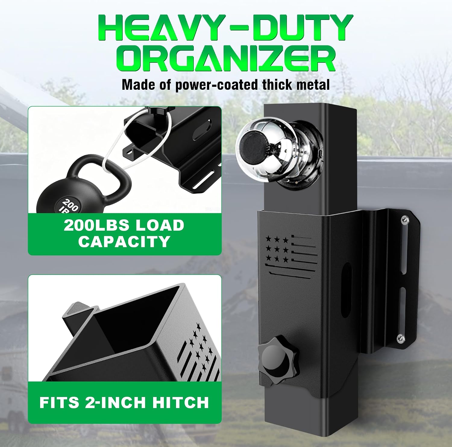 Hitch Holder Truck Bed,2-inch Trailer Hitch Storage Bracket,2" Ball Mount Hitch Receiver 200lbs Load Capacity Organizer for Pickup Truck Bed Garage Wall