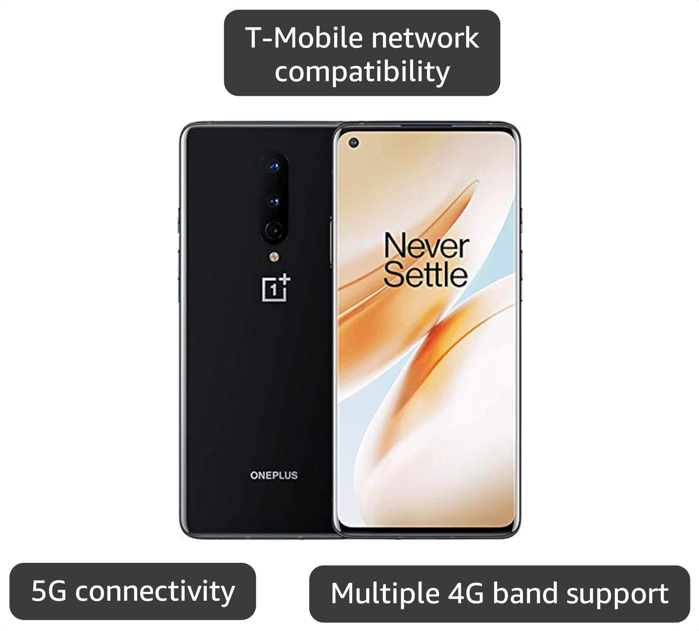 Amazon.com: OnePlus 8 (5G、128GB、8GB RAM)6.6 吋90Hz 顯示器