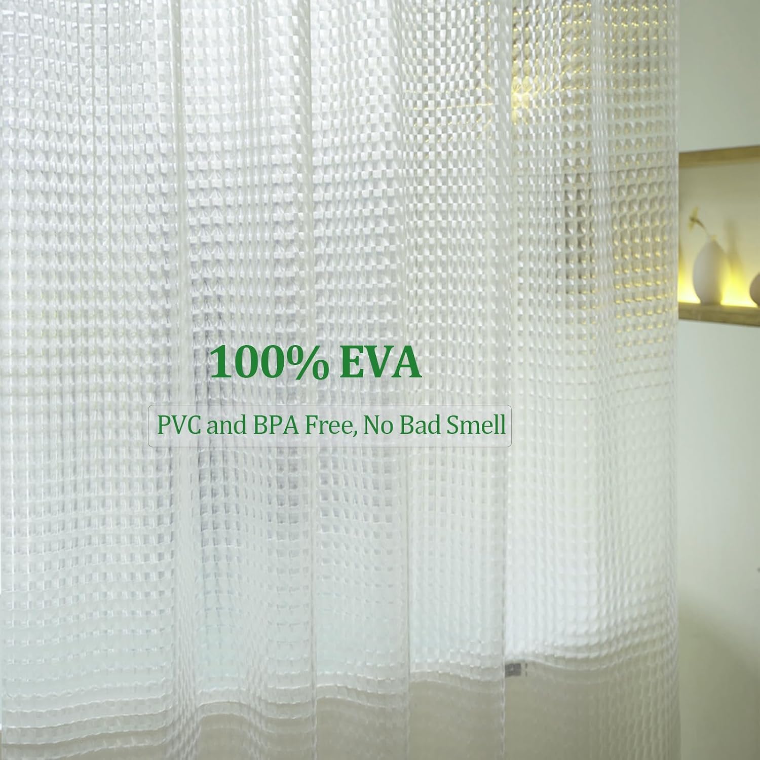 80 inch Long Shower Curtain Liner, EVA Heavy Duty Longer Bath Clear Shower Liner with 3 Strong Weighted Magnets, 100% Waterproof, Odorless, 72 x 80 inch image 2