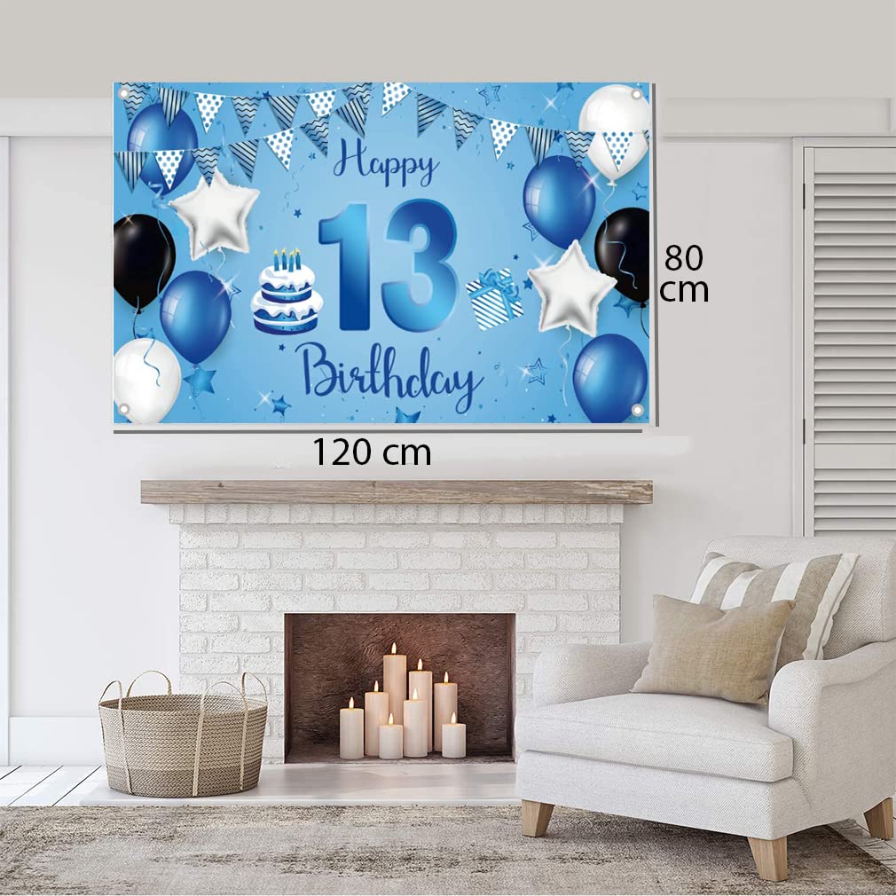 Festone per 13° compleanno, blu per festa di compleanno, età 13 anni