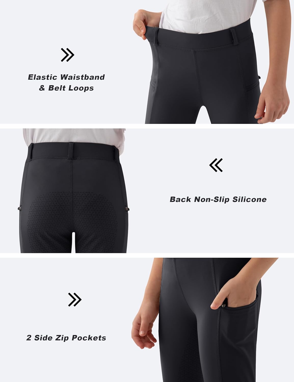 MoFiz Girls Horse Riding Pants Summer Full Seat Silicone Kids Equestrian Breeches Youth Schooling Tights Zipper Pockets - Image 5