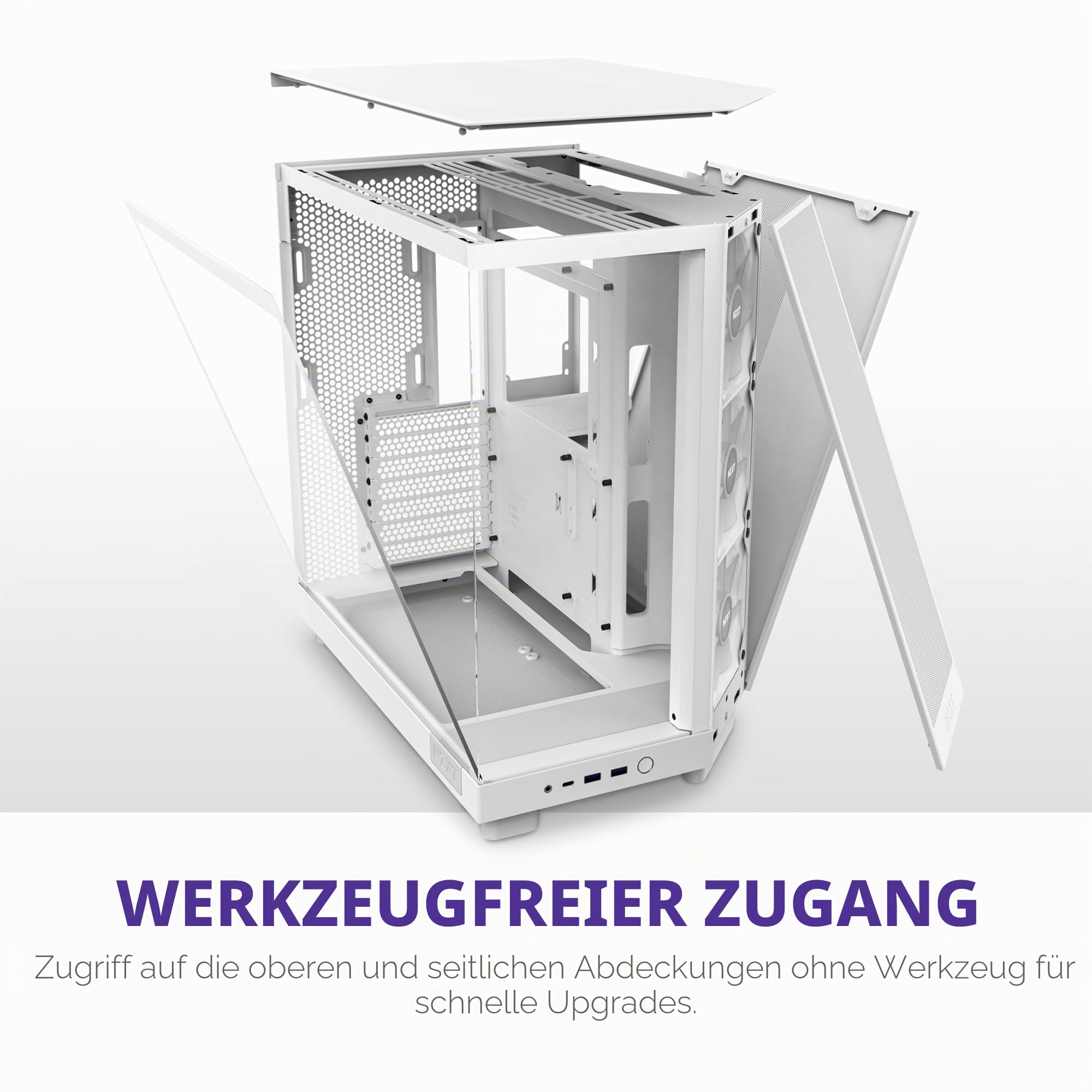 NZXT H6 Flow RGB Mid-Tower Gehäuse, 3x120mm RGB-Lüfter, Weiß
