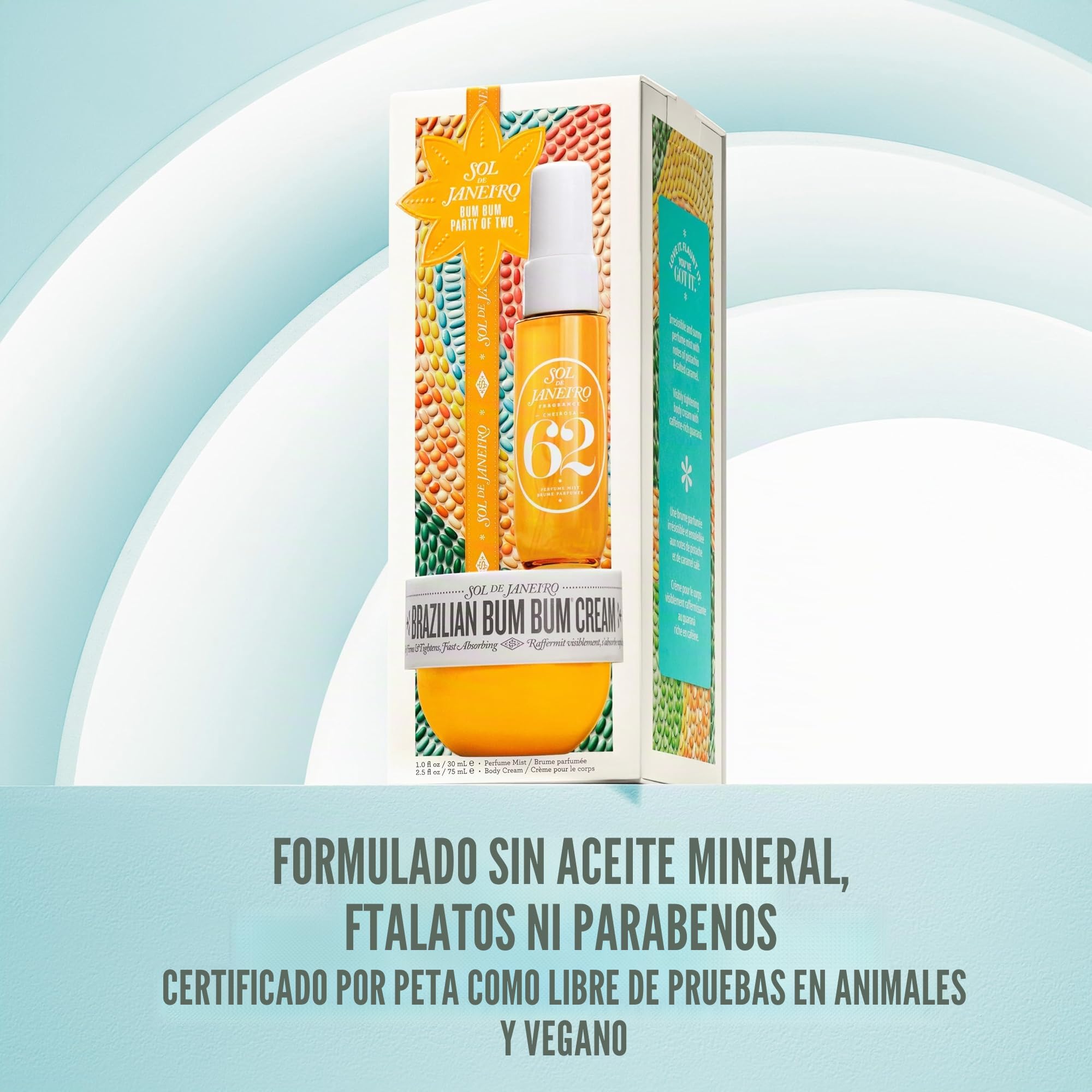 Sol de Janeiro Brazilian Bum Bum Party of Two, Set de cuidado corporal con Crema Bum Bum 75ml y Perfume Cheirosa 62 30ml, Colección de Vacaciones