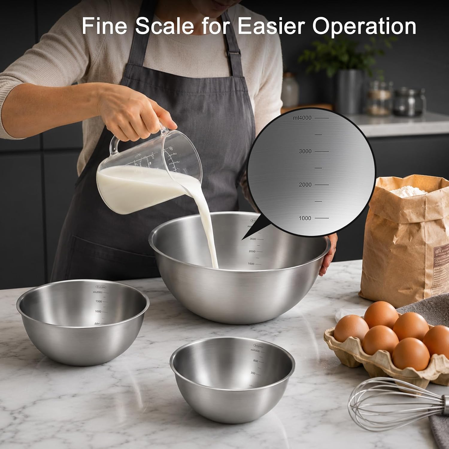 7 Piece Stainless Steel Mixing Bowl Set with Colander for Baking, Cooking