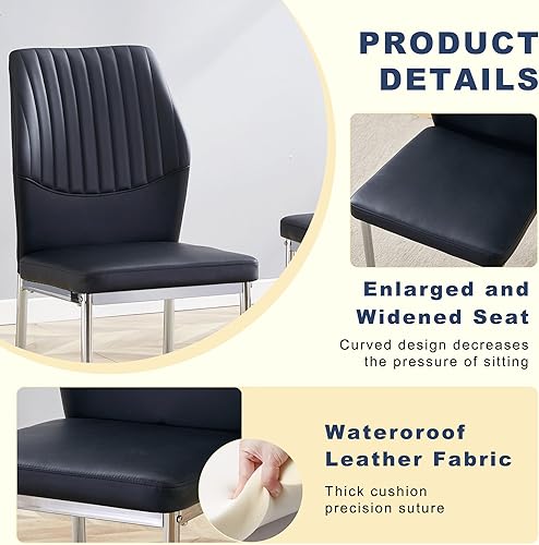 Miniatura 6 de Juego de 4 sillas de comedor, cómodas, de moda, suaves, acolchadas, con respaldo alto, patas de metal, adecuadas para sala de estar y dormitorio