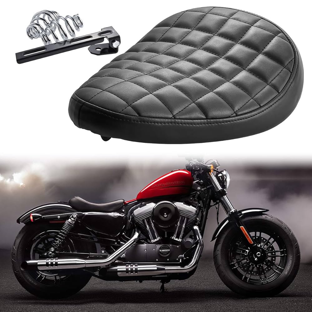 TUINCYN Leather Motorcycle Solo Seat Kit with Spring Soft