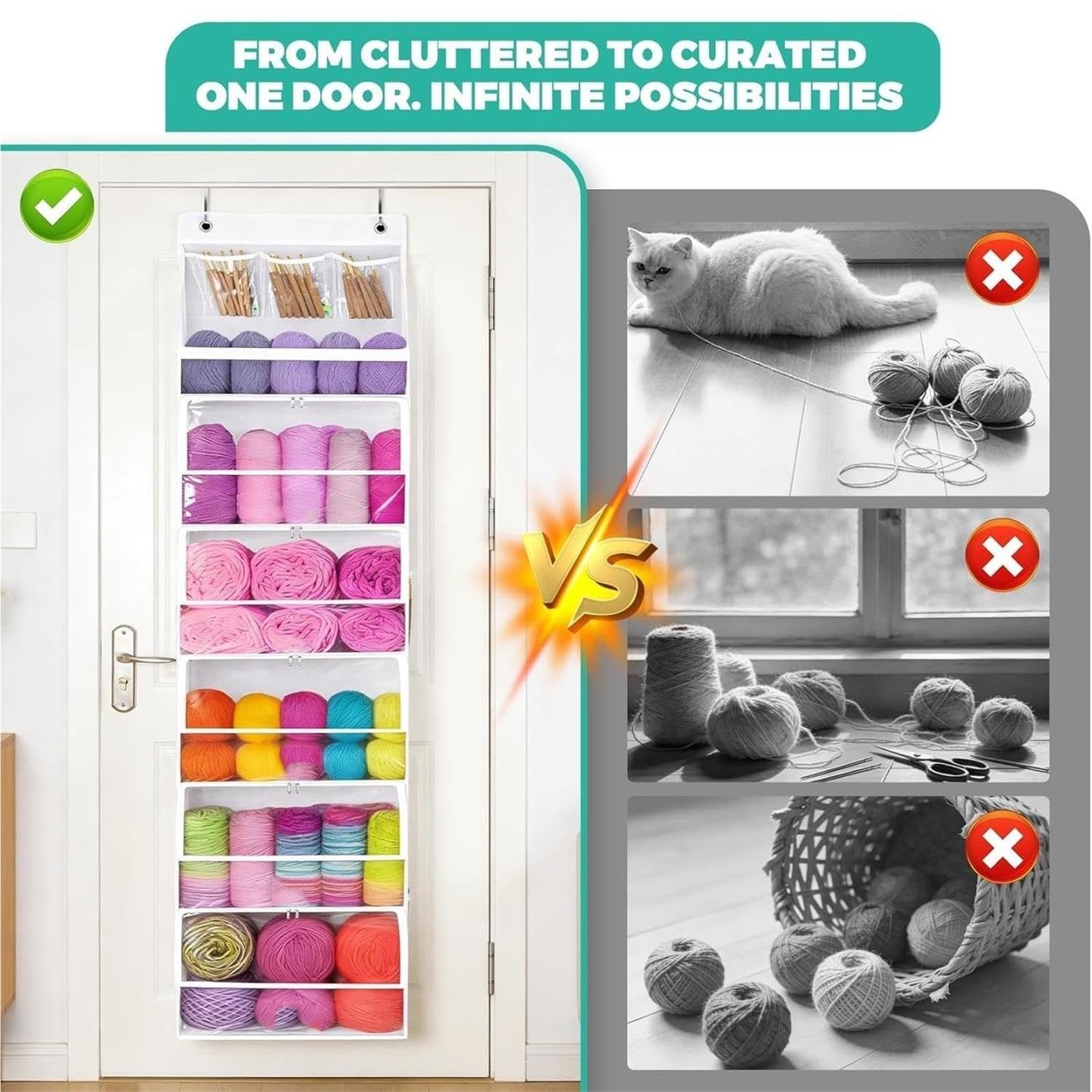 Over The Door Crochet, Hanging Yarn Storage Organizer