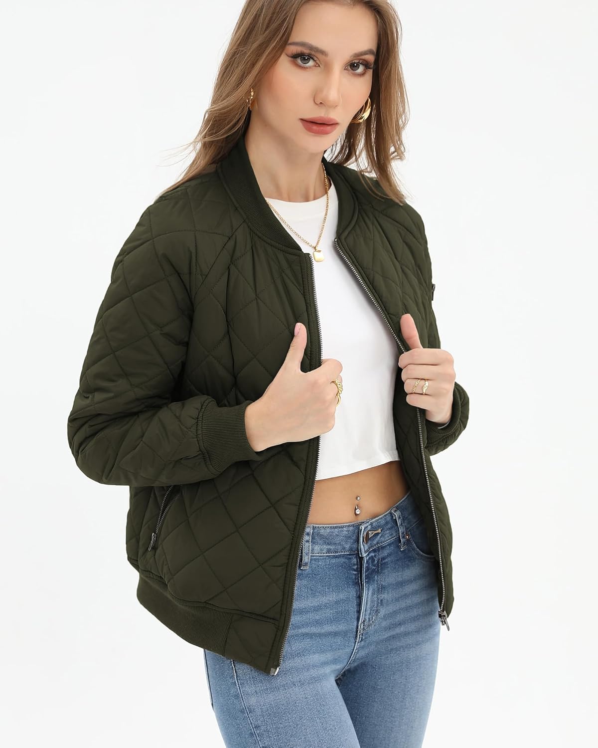 Argstar Women's Quilted Bomber Jakcet with 5 Pockets (XS-XXL) - Image 3