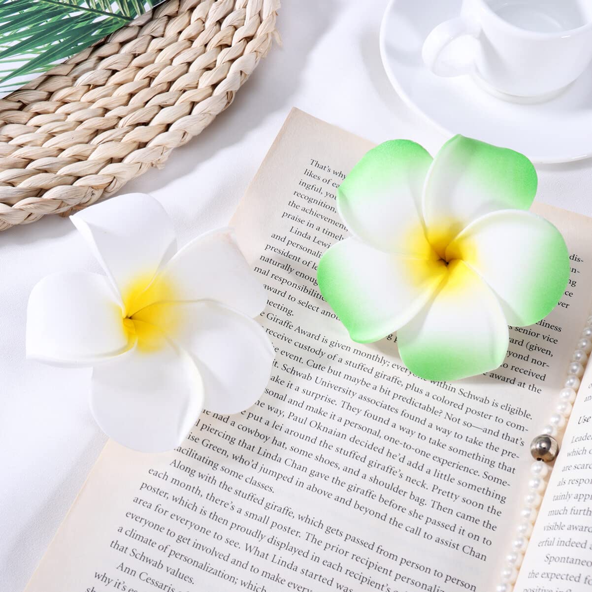36 Pieces Hair Accessories: Plumeria Flower Clips and Hawaiian Decorations