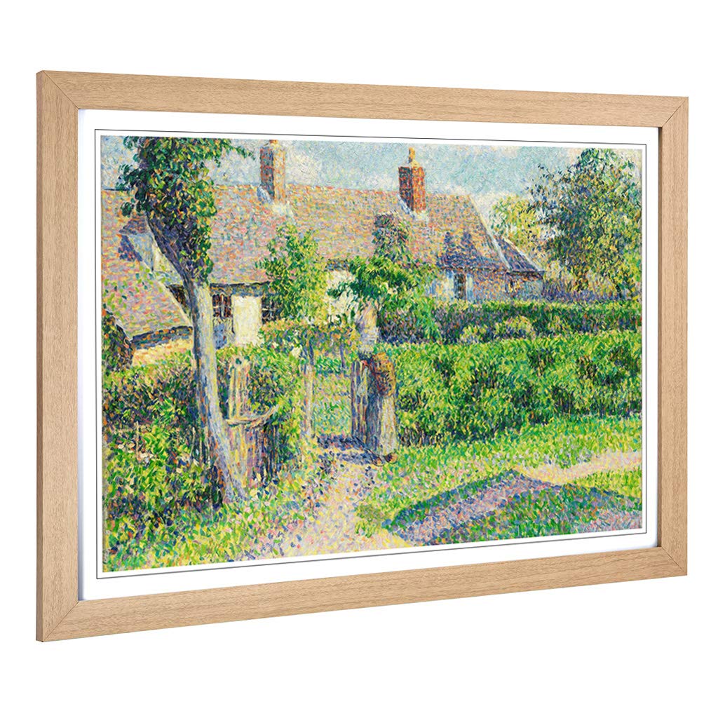 Big Box Art Framed Print of Camille Pissaro Peasants Houses Design | Wall Art Picture | Home Decor for Kitchen, Living Room, Bedroom, Hallway, Oak, A2 / 24.5x18 Inch / 62x45cm