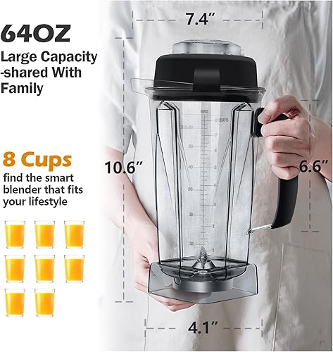 Miniatura 3 de Para jarra de licuadora vitamix, 64 onzas para jarra de repuesto vitamix, reemplazo 5200 5000 5500 6300 7500 A2300 Pro200 500 750 Vita-Prep ECT
